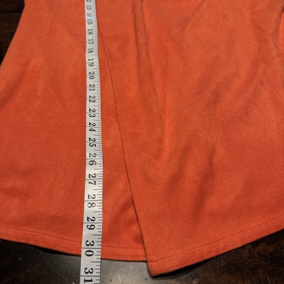 Gretchen Scott Faux Suede Waterfall Draped Open Cardigan-Orange- Sz S - Picture 7 of 9